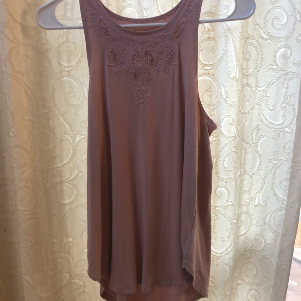 Rusty pink halter lace tank top